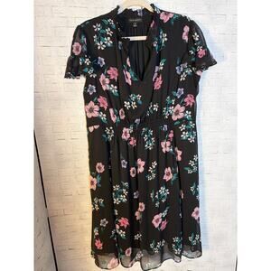 Lane Bryant womens dress floral flutter sleeve Pockets gathered front plus size